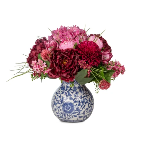 Bleu Blanc Vazo Karışık Ortanca Aranjman (40 CM)