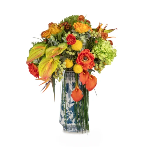 Bleu Blanc Vazoda Antoryum Starliçe Karışık Aranjman (75 CM)