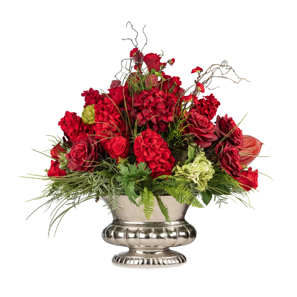 Büyük Metal Vazoda Ortancalı Karışık Aranjman (85 CM) Büyük Metal Vazoda Ortancalı Karışık Aranjman (85 CM)