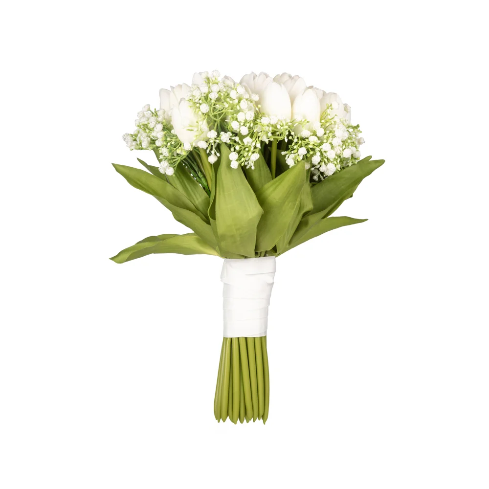 Islak Dokulu Beyaz Cipsolu Lale Gelin Buketi (39 CM) Islak Dokulu Beyaz Cipsolu Lale Gelin Buketi (39 CM)