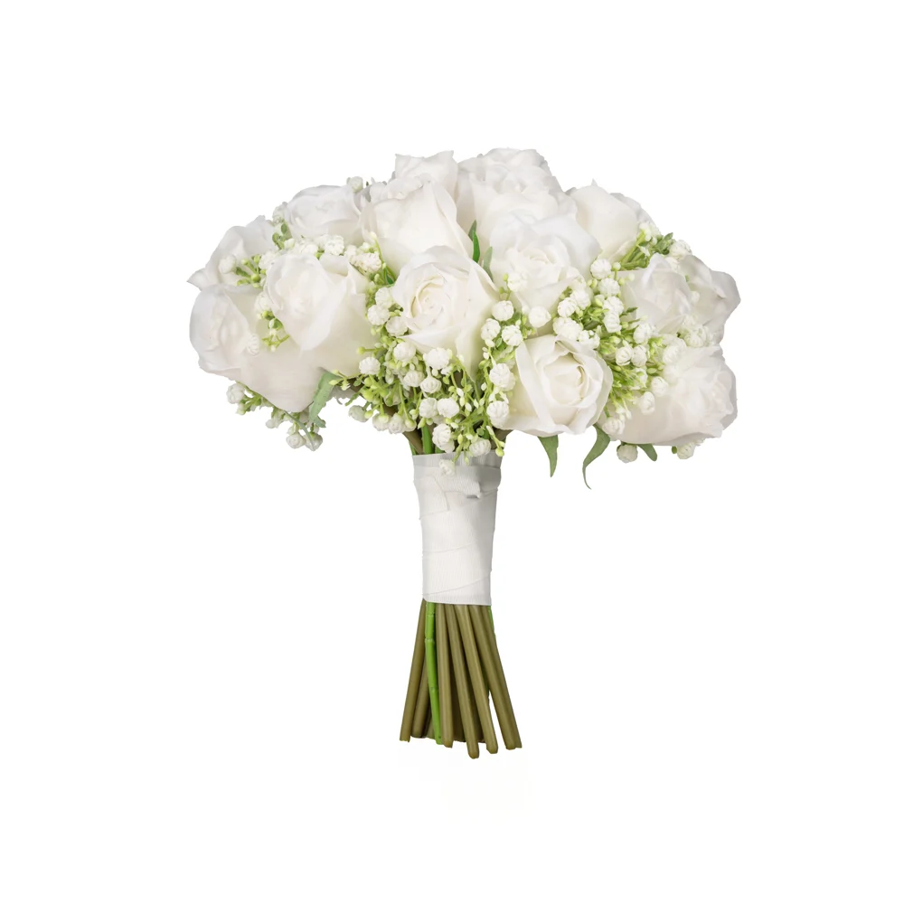 Islak Dokulu Beyaz Cipsolu Gül Gelin Buketi (27 CM) Islak Dokulu Beyaz Cipsolu Gül Gelin Buketi (27 CM)