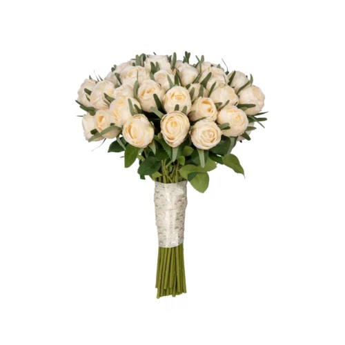 Kuru Görünümlü Krem Gül Gelin Buketi (30 CM) Kuru Görünümlü Krem Gül Gelin Buketi (30 CM)