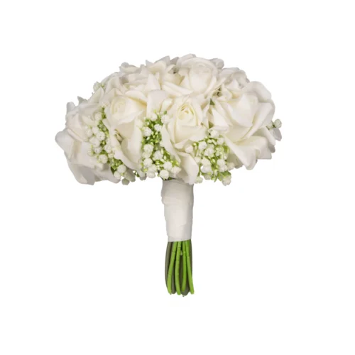 Islak Dokulu Beyaz Cipsolu Gül Gelin Buketi (25 CM) Islak Dokulu Beyaz Cipsolu Gül Gelin Buketi (25 CM)