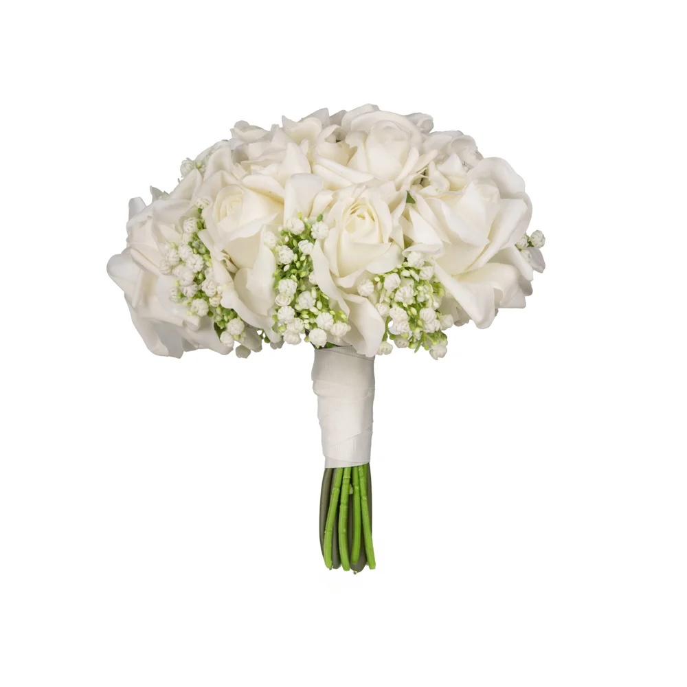Islak Dokulu Beyaz Cipsolu Gül Gelin Buketi (25 CM) Islak Dokulu Beyaz Cipsolu Gül Gelin Buketi (25 CM)