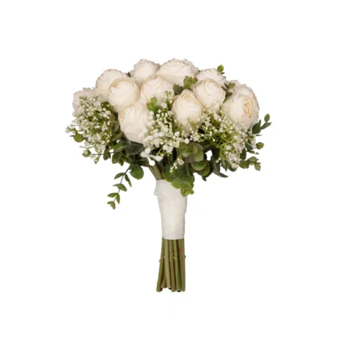 Kuru Görünümlü Cipsolu Krem Gül Gelin Buketi (30 CM) Kuru Görünümlü Cipsolu Krem Gül Gelin Buketi (30 CM)