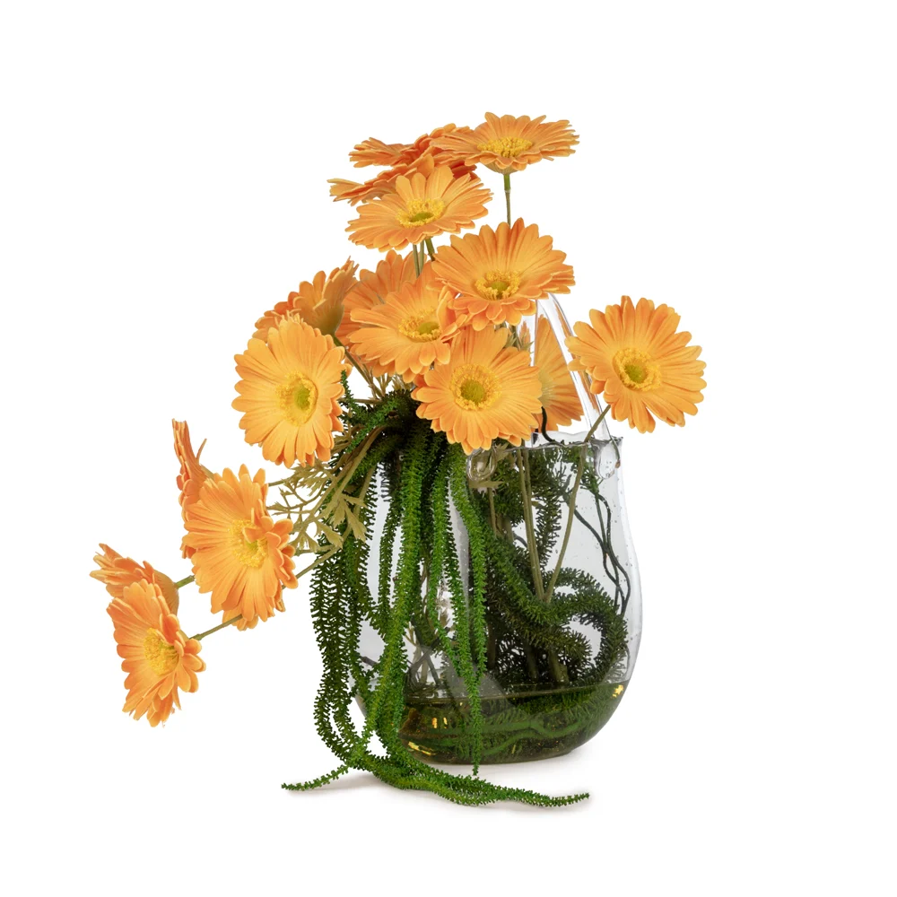 Jelli Cam Çantada Islak Dokulu Orange Papatya Aranjman (42 CM) Jelli Cam Çantada Islak Dokulu Orange Papatya Aranjman (42 CM)