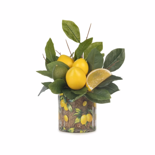 Limon Desenli Cam Vazoda Limon Aranjman (20 CM)