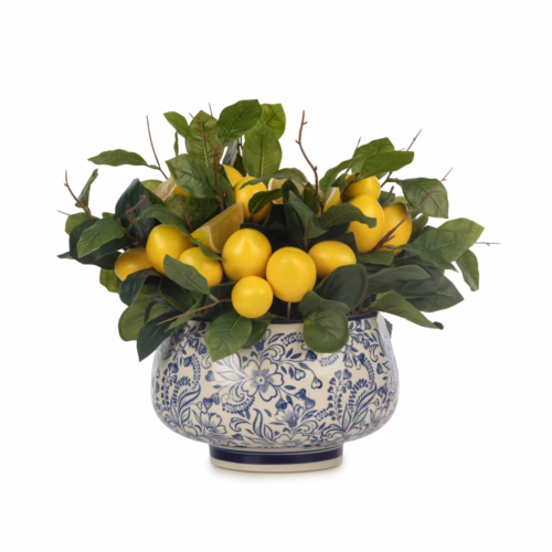 Bleu Blanc Vazoda Limon Aranjman (30 CM)