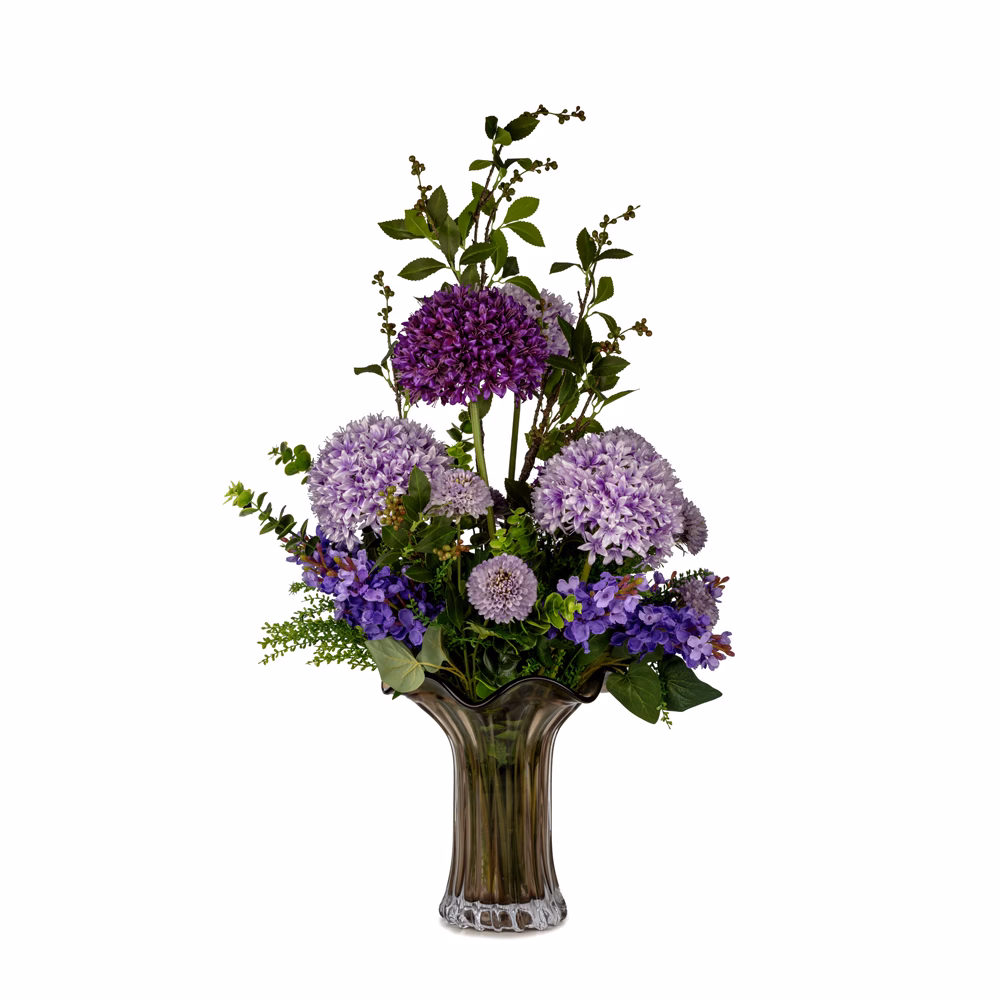 Siyah Cam Vazoda Allium Aranjman (96 CM)