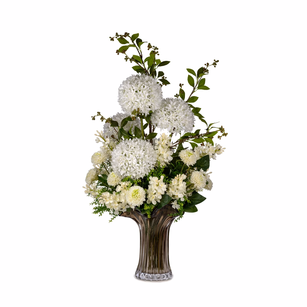 Siyah Cam Vazoda Allium Aranjman (96 CM)