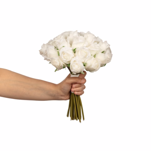 Beyaz Gül Gelin Buketi (40 CM)