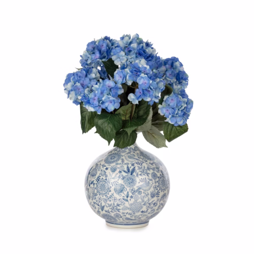 Bleu Blanc Vazoda Ortanca Aranjman (55 CM)