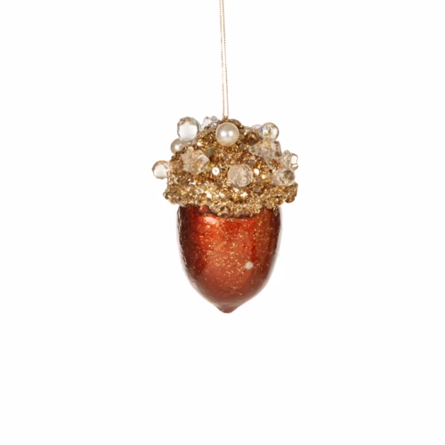 Meşe Palamudu Glitter Taşlı Yılbaşı Süsü