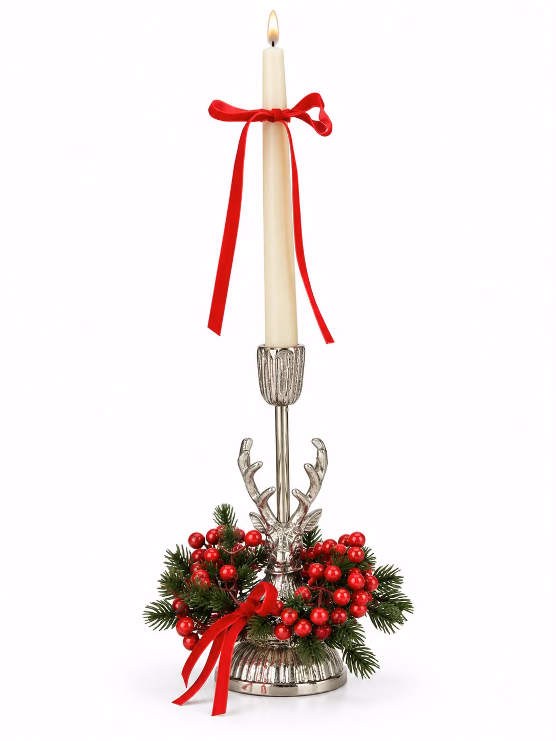 Geyikli Metal Mumluk (22 CM)