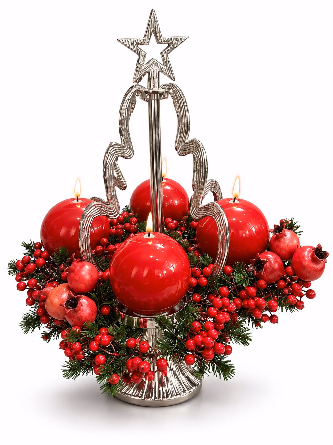 Metal Çam Ağacı Mumluk (33 CM)
